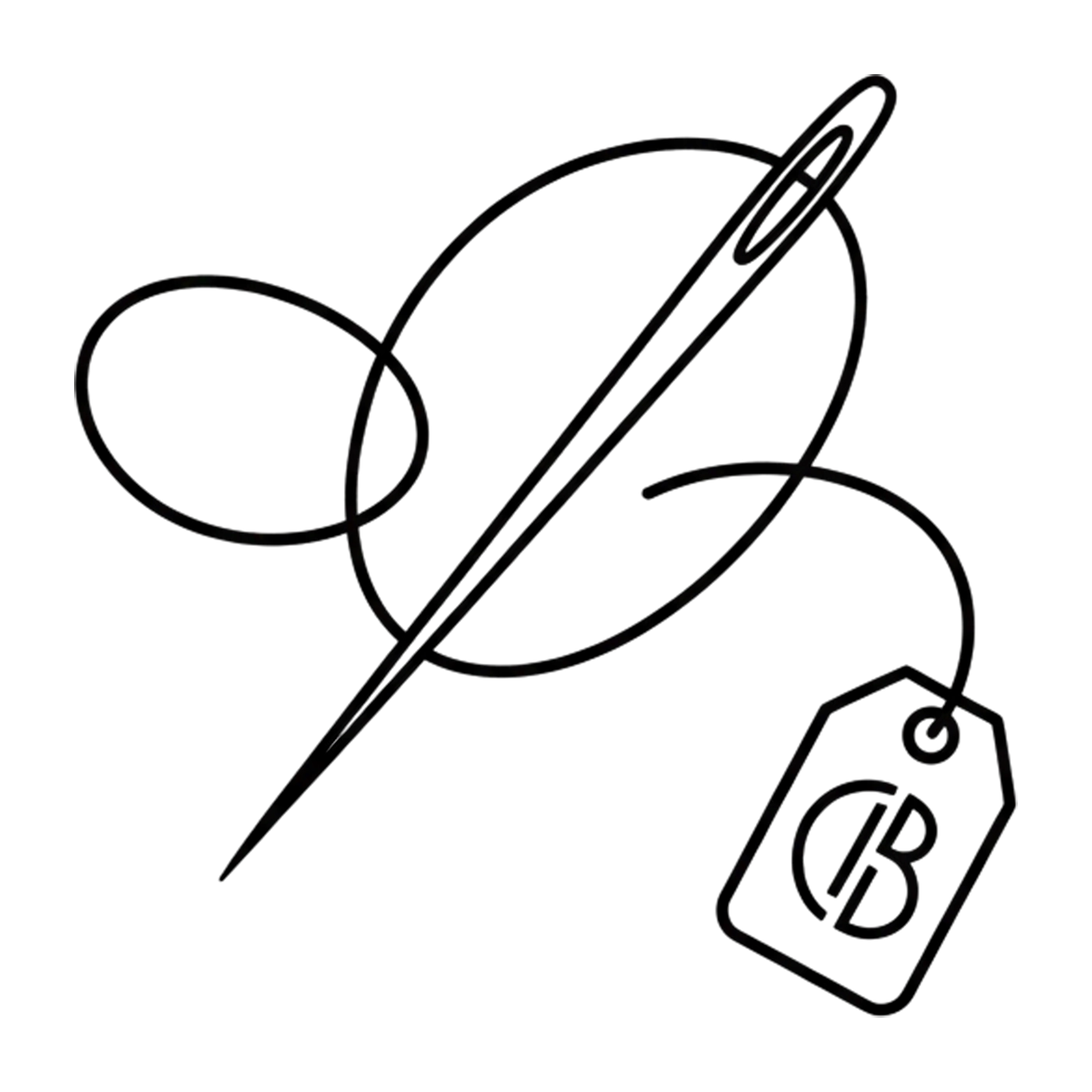 Linen and Co custom branding and size logo, needle and thread with a branded tag symbolising bespoke hospitality textiles.