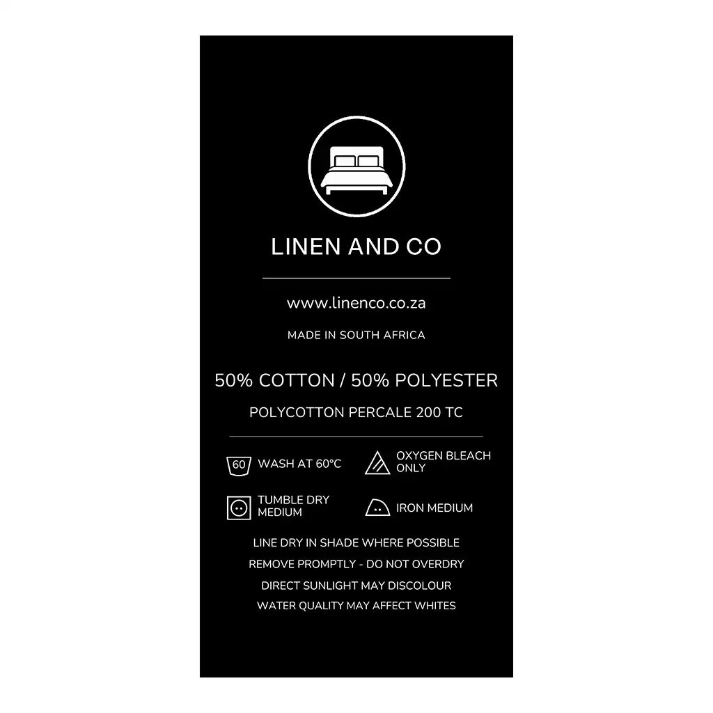 Polycotton Percale 200TC care label by Linen and Co