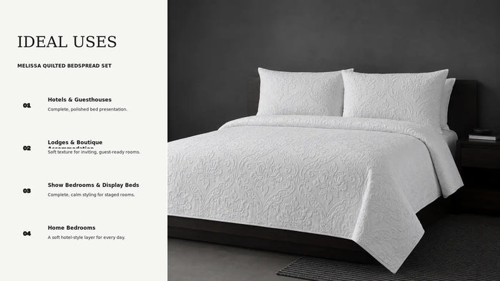 Ideal uses for Melissa Quilted Bedspread Set