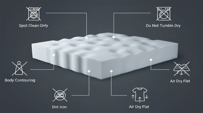 Care notes imagery for Memory Foam Mattress Topper and Convertor