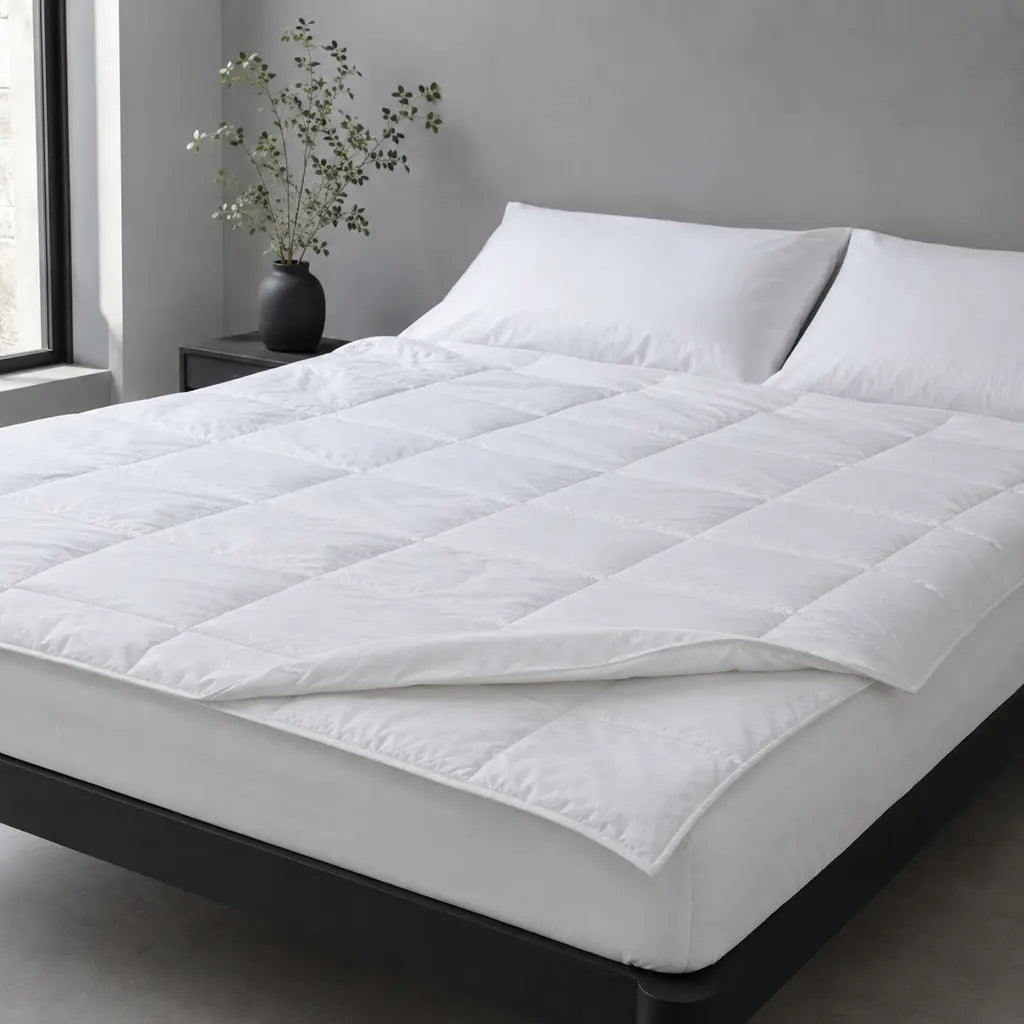 Natural Cotton Duvet Inner on a cool grey modern bed