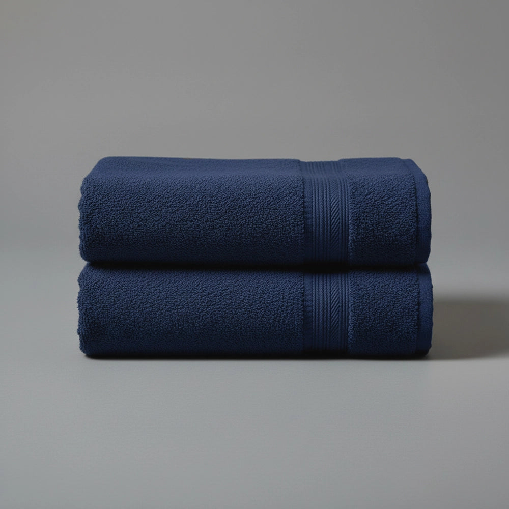 Navy Blue Bristol Big and Soft bath towels by Linen and Co - luxury hospitality face towel