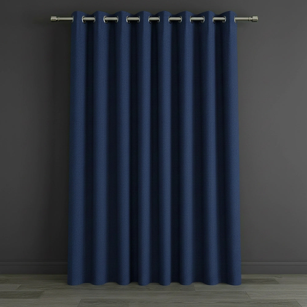 Navy eyelet woven blockout curtain by Linen and Co - premium hospitality curtains