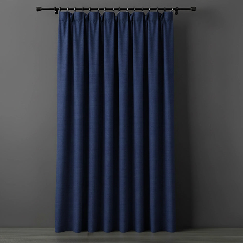 Navy blue taped woven blockout curtain by Linen and Co - premium hospitality curtains
