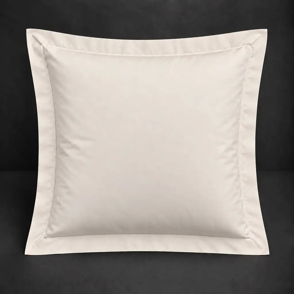 Cream Oxford 200TC polycotton percale continental pillowcase with no satin stitch border by Linen and Co