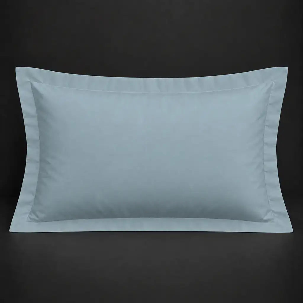 Duck egg Oxford 200TC cotton percale pillowcase for Standard and King sizes with no satin stitch border by Linen and Co