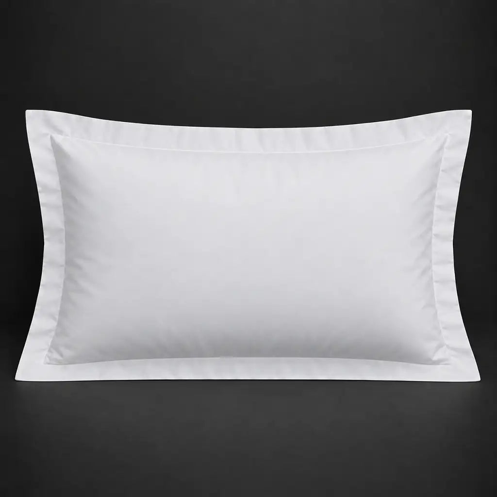 White Oxford 200TC 100% cotton percale pillowcase for Standard and King sizes with no satin stitch border by Linen and Co