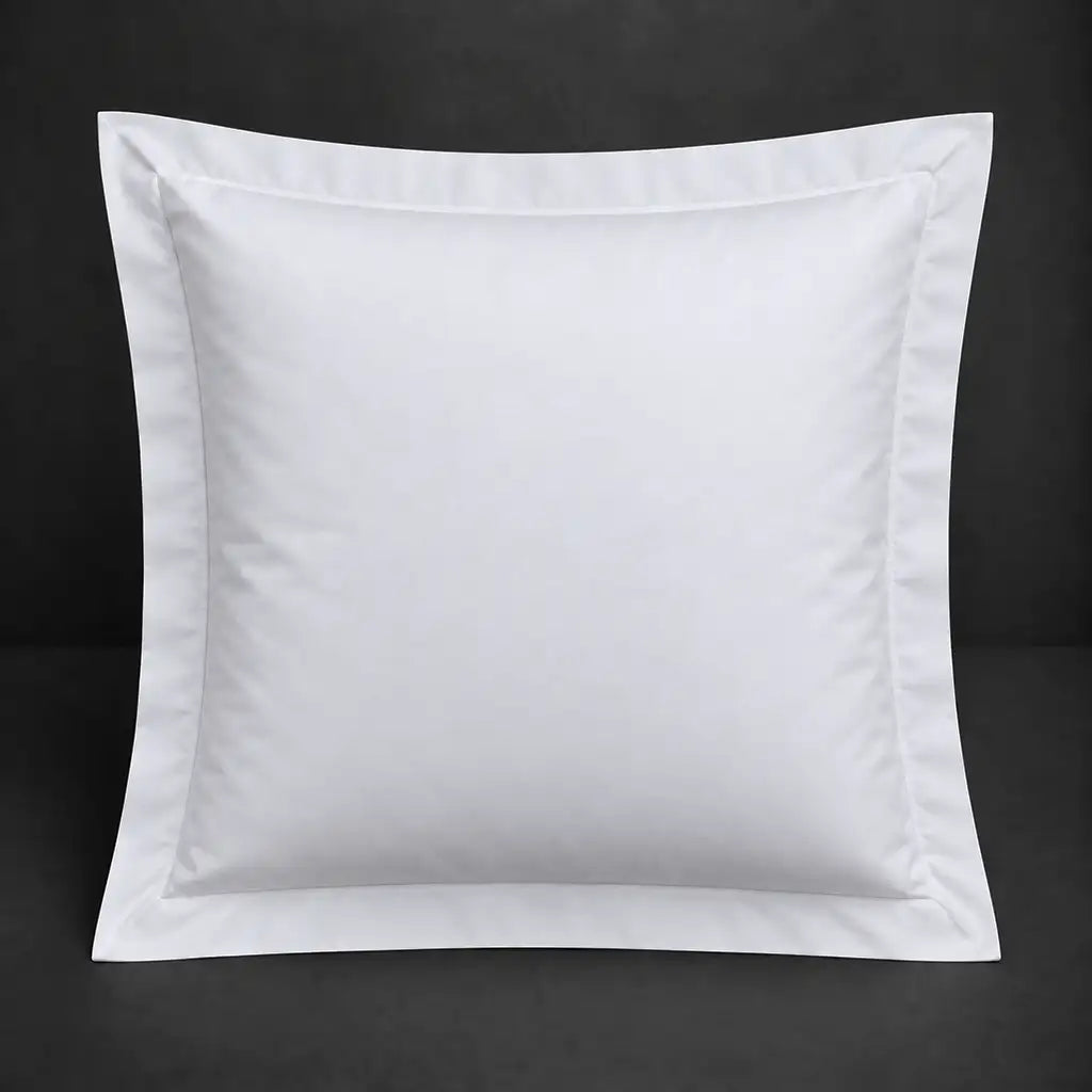 White Oxford 300TC 100% cotton percale continental pillowcase with no satin stitch border by Linen and Co
