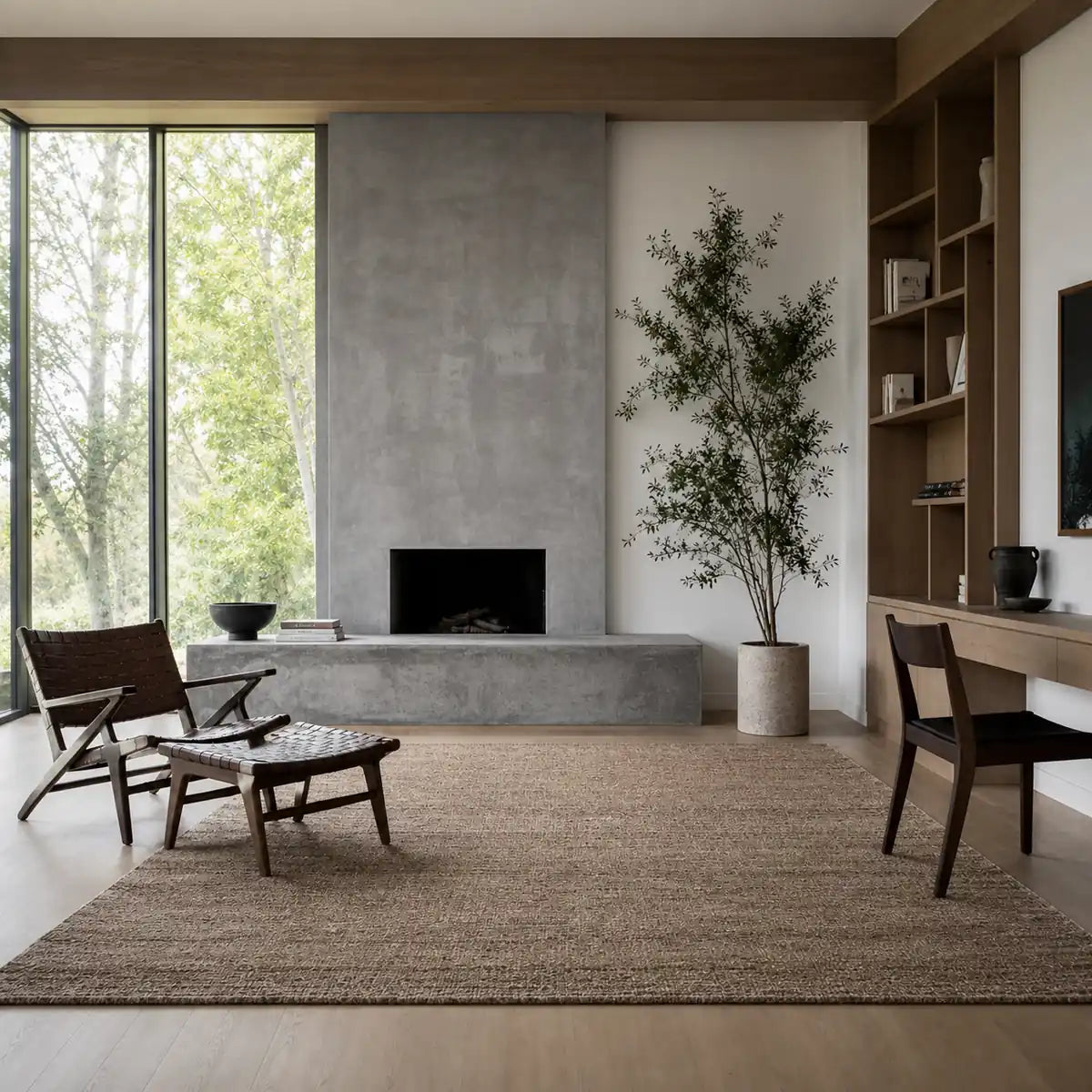 Papini Wayfarer rug in Jute - lifestyle view - Linen and Co