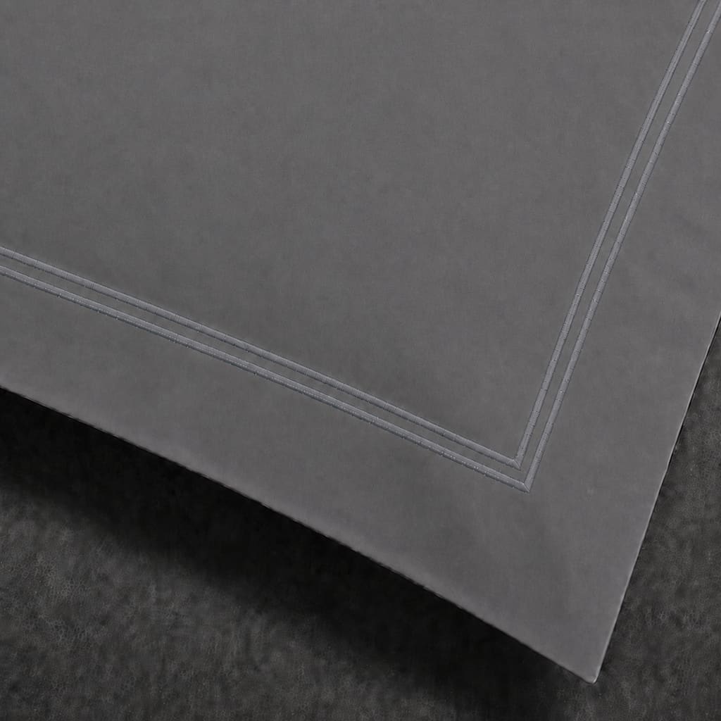 Grey polycotton percale 200TC Oxford pillow case, Standard and King, Grey two row satin stitch — close-up detail.
