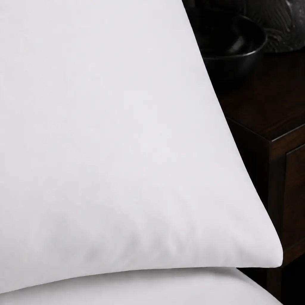 White 200TC plain duvet cover with no satin stitch - close-up detail - Linen and Co