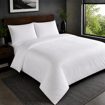 White 200TC plain duvet cover with no satin stitch - hero - Linen and Co