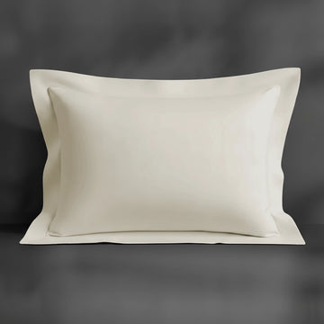 Cream Oxford Percale Pillow Case with no satin stitch - Linen and Co