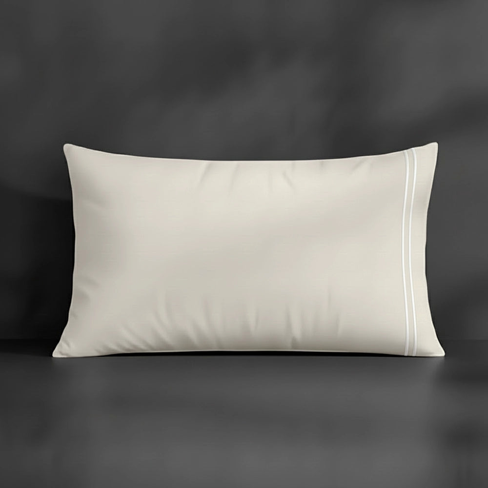 Cream Plain pillowcase with white satin stitch by Linen and Co - premium bed linen
