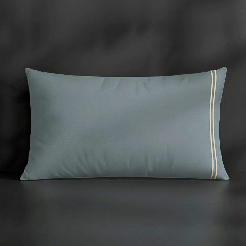 Duck Egg Plain pillowcase with cream satin stitch by Linen and Co - premium bed linen