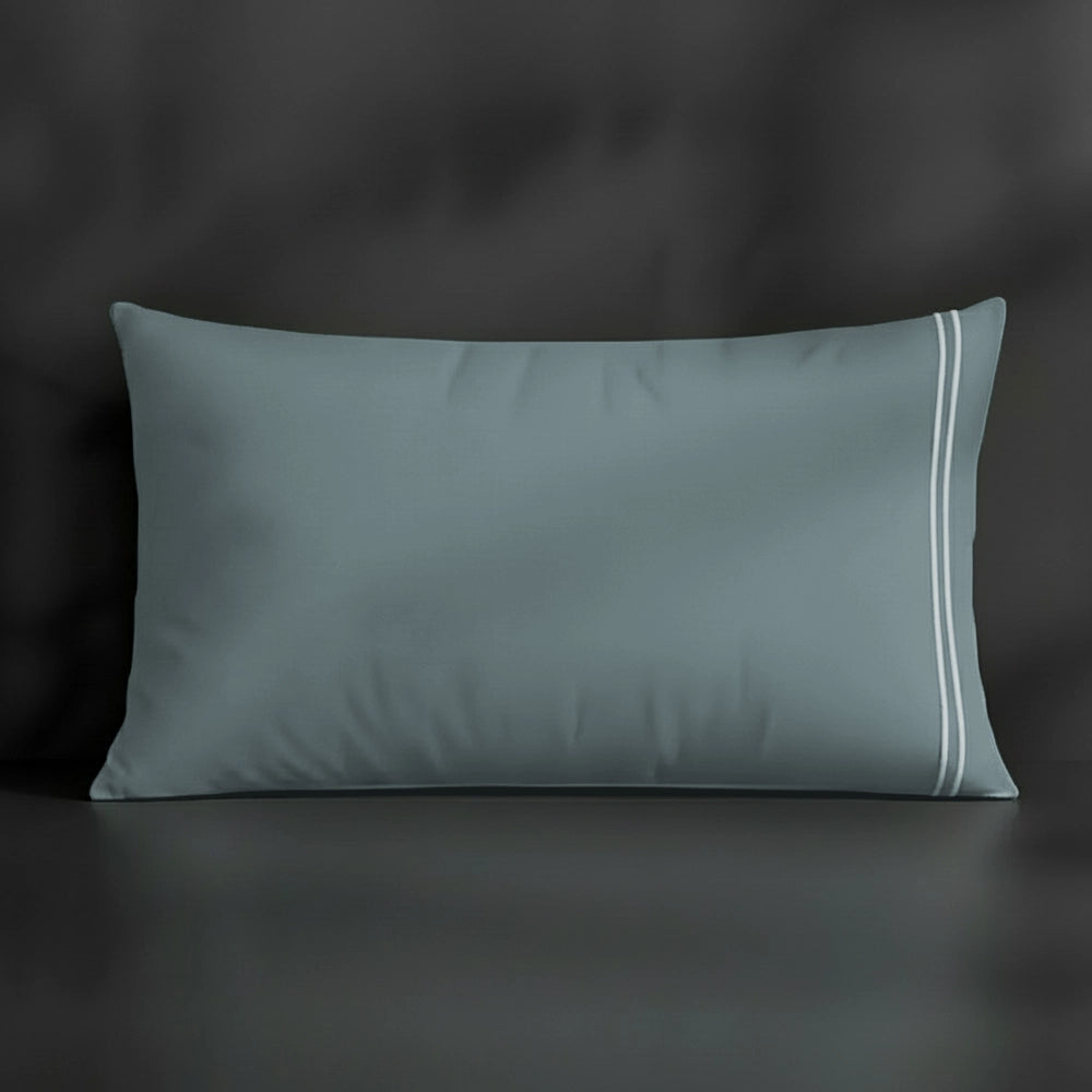 Duck Egg Plain pillowcase with duck egg satin stitch by Linen and Co - premium bed linen