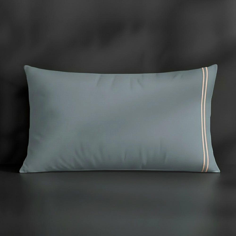 Duck Egg Plain pillowcase with stone satin stitch by Linen and Co - premium bed linen