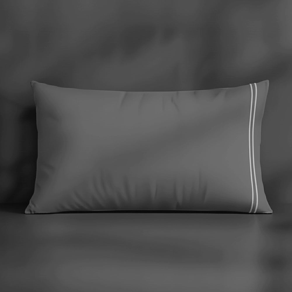 Grey Plain pillowcase with grey satin stitch by Linen and Co - premium bed linen
