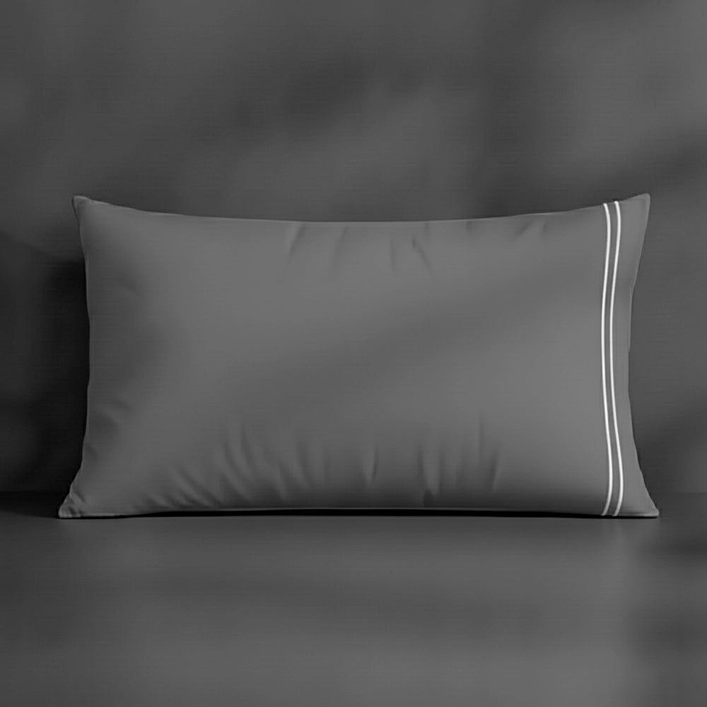 Grey Plain pillowcase with white satin stitch by Linen and Co - premium bed linen