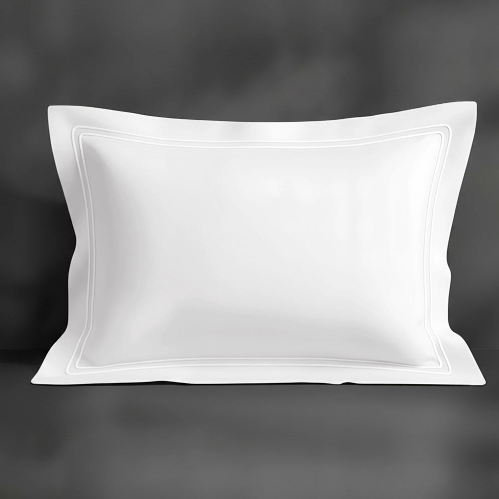 White Oxford pillowcase with white double satin stitch by Linen and Co - premium bed linen