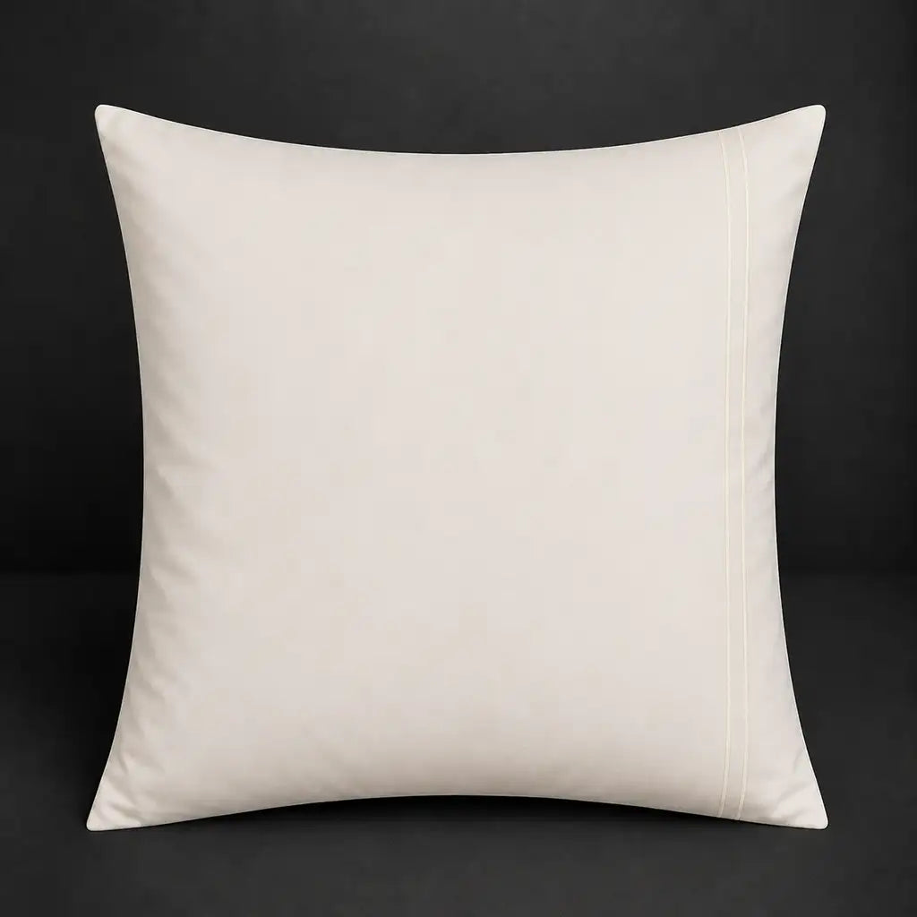 Cream plain 200TC polycotton percale continental pillowcase with two row cream satin stitch border by Linen and Co