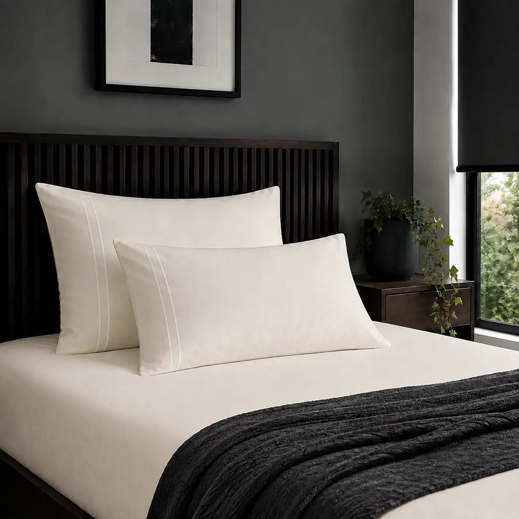 Cream Cotton 200TC Pillow Case