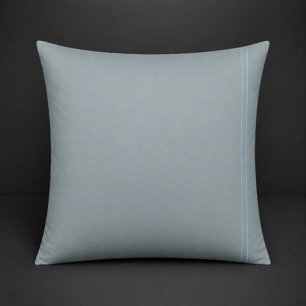 Duck Egg plain 200TC 100% cotton percale continental pillowcase with two row duck egg satin stitch border by Linen and Co