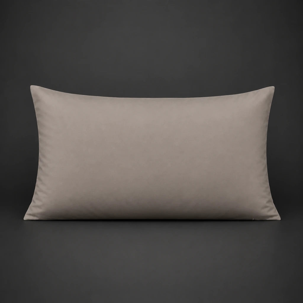Stone plain 200TC polycotton percale pillowcase for Standard and King sizes with no satin stitch border by Linen and Co