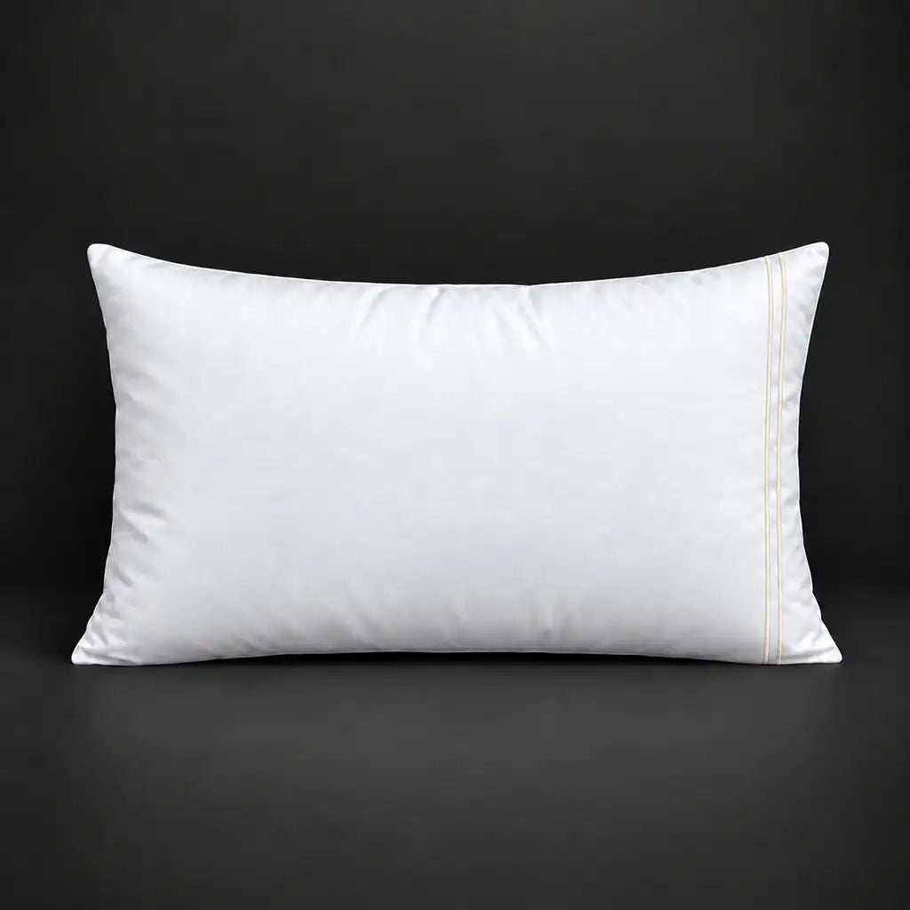 White plain Polycotton Percale 200TC for Standard and King sizes pillowcase with two row cream satin stitch border by Linen and Co