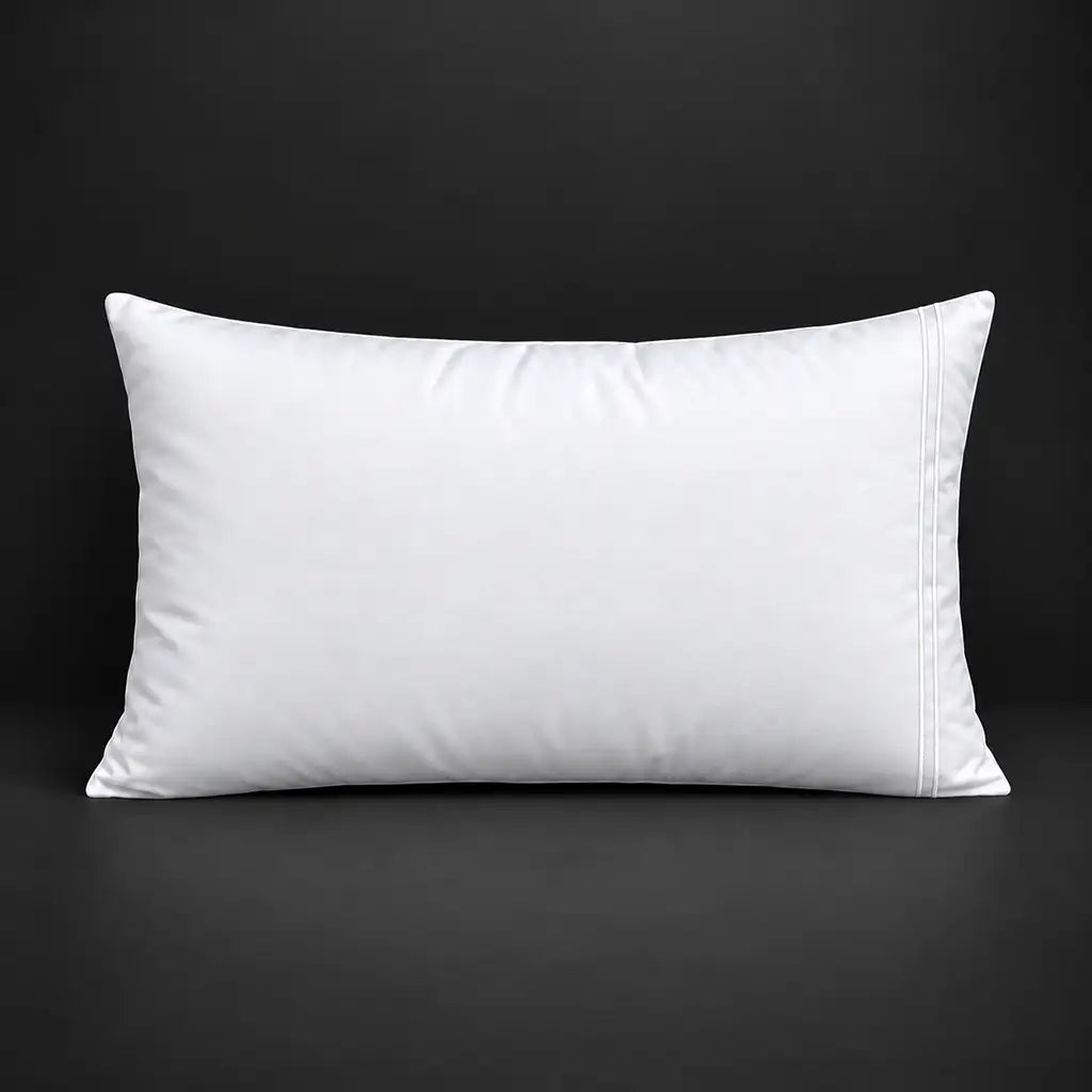 White plain 200TC 100% cotton percale pillowcase for Standard and King sizes with two row stone satin stitch border by Linen and Co