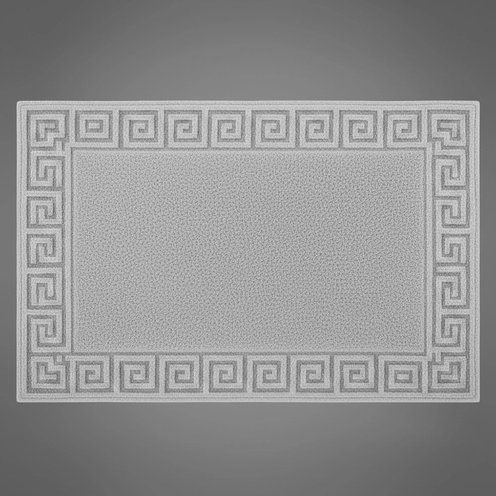 Platinum Grey SB bath mat with Greek key border by Linen and Co - premium hospitality bath linen