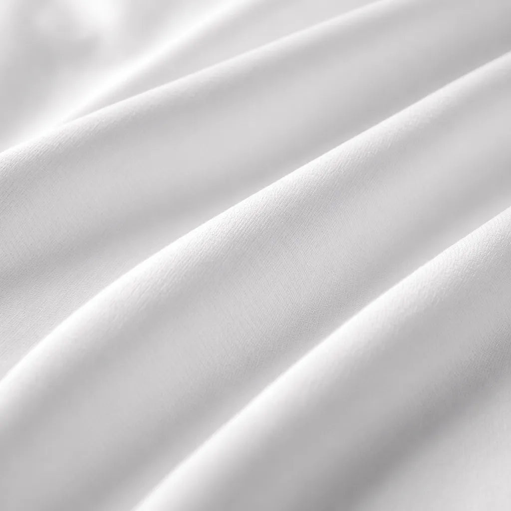 White Polycotton Percale 200TC Fitted Sheets fabric texture close up - Linen and Co