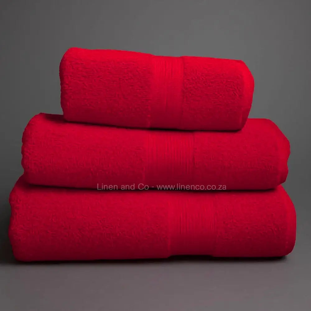 Red bath towels - quality hospitality bath linen by Linen and Co