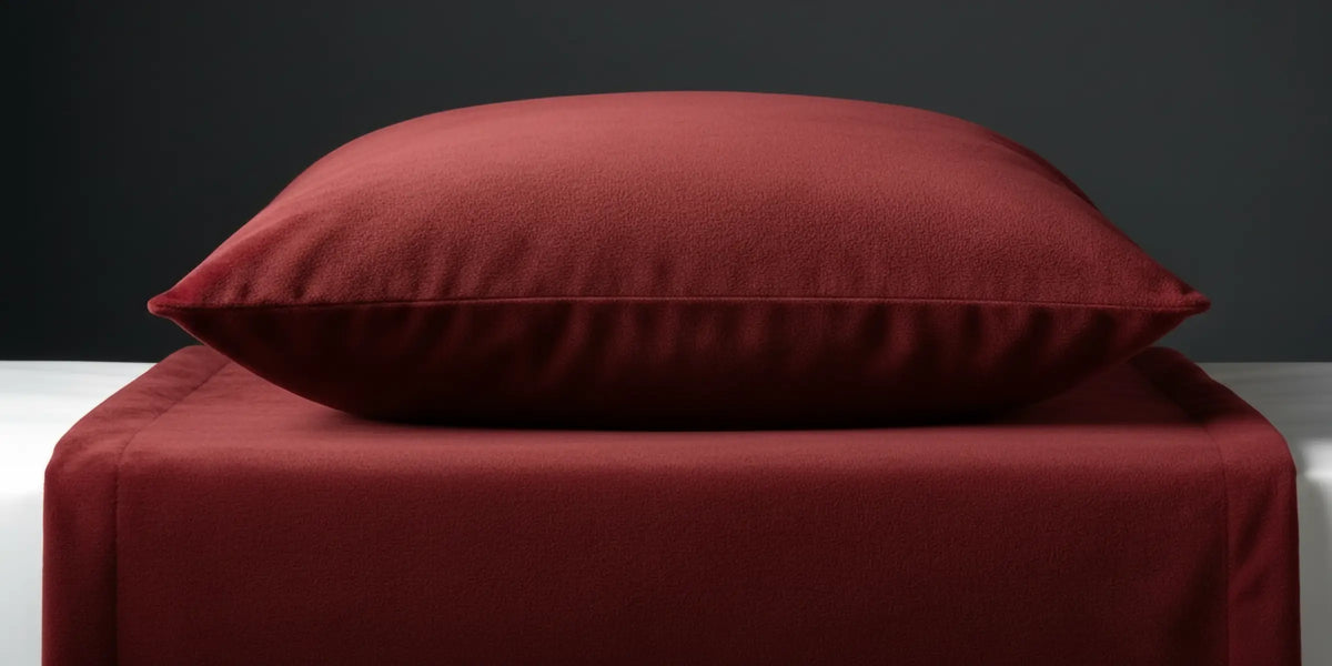 White bed linen with a red scatter cushion by Linen and Co