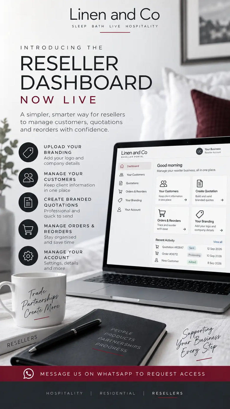 Linen and Co reseller dashboard for trade partners and interior decorators