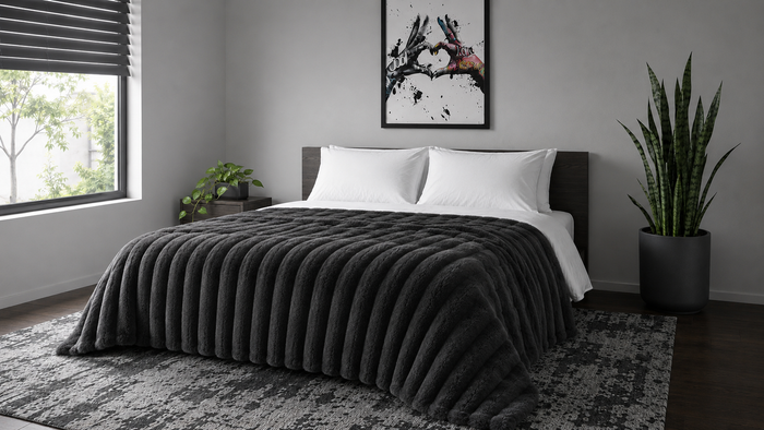 Ribbed Faux Fur Blanket