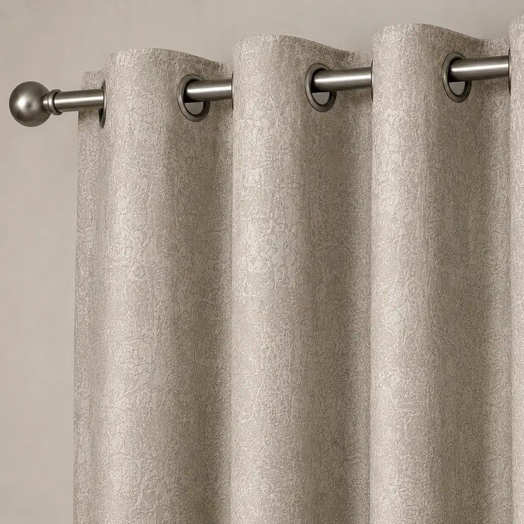 Silk House Nebula Butterscotch blockout ready-made curtain - eyelet fabric close-up - Linen and Co