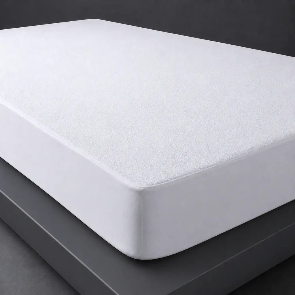 Towelling Wetsafe mattress protector by Linen and Co - white terry fitted waterproof protection