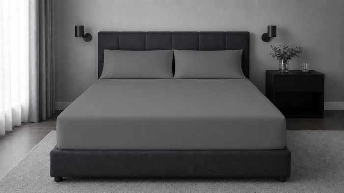 Grey Cotton 200TC Fitted Sheet