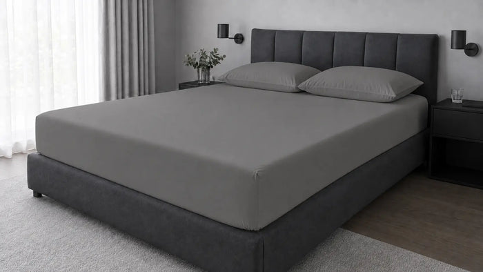 Grey Polycotton 200TC Fitted Sheet