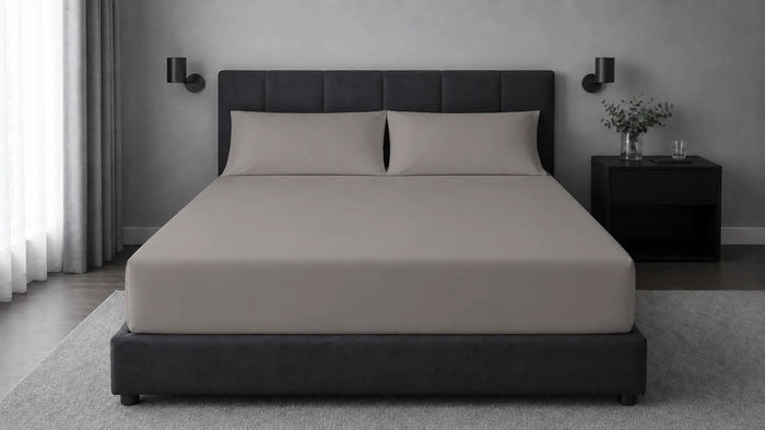 Stone Cotton 200TC Fitted Sheet