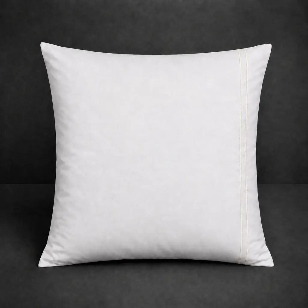 White 100% Cotton Percale 200TC Continental pillow case with Cream two-row satin stitch - front view - Linen and Co