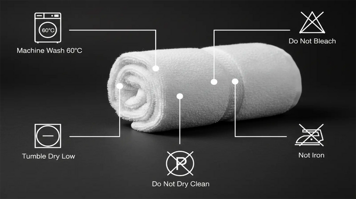 Care notes imagery for Bristol Big and Soft Towels 600gsm