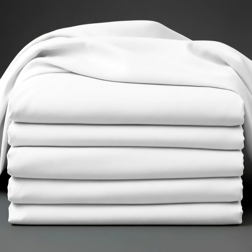 White percale 200TC folded bed linen – Linen and Co