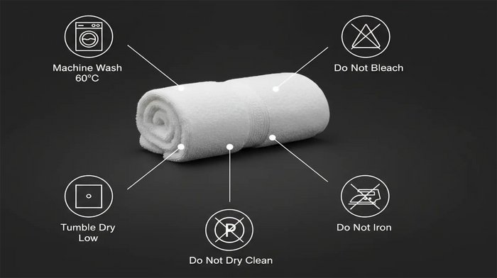 Care notes imagery for Simon Baker Hotel Collection Towels