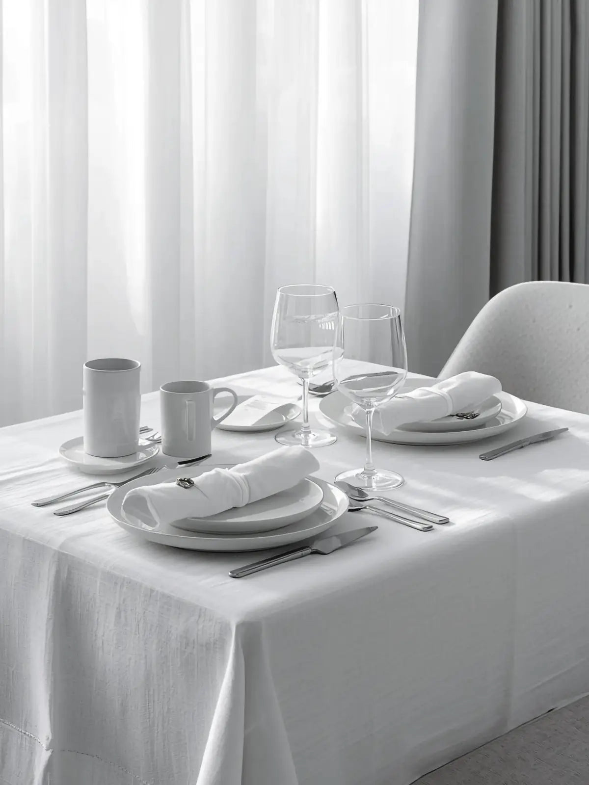 White table linen on a refined table setting