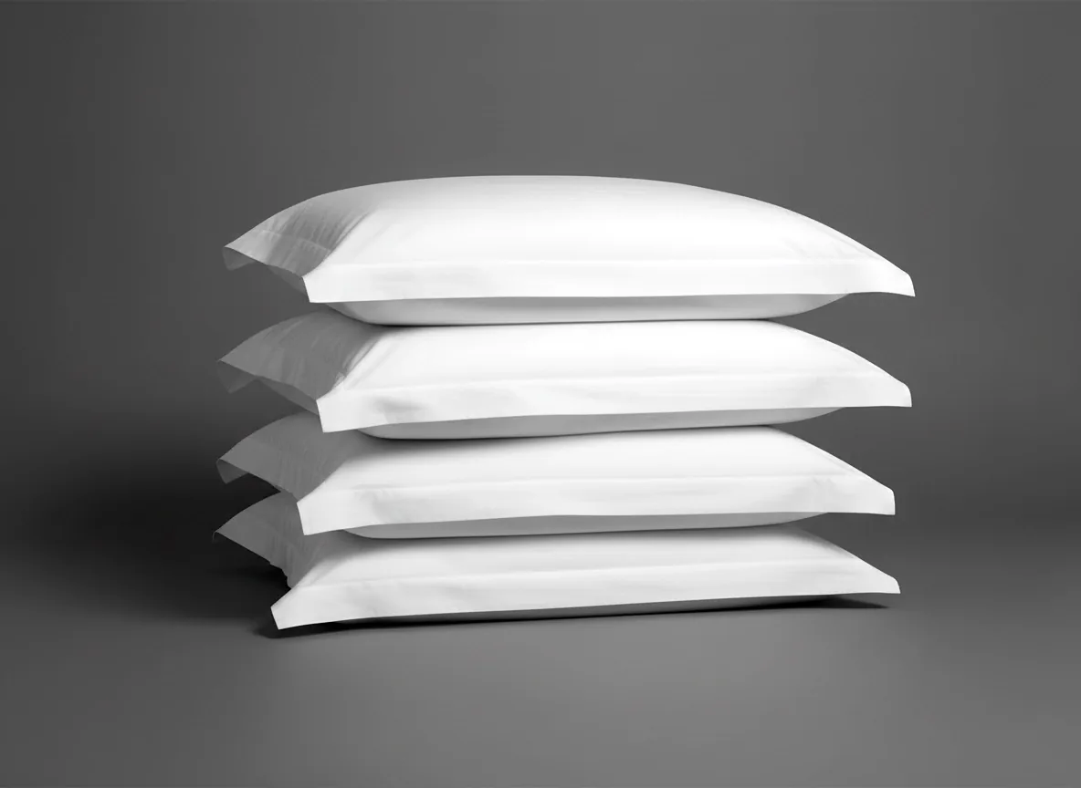 A stack of white cotton percale pillowcases