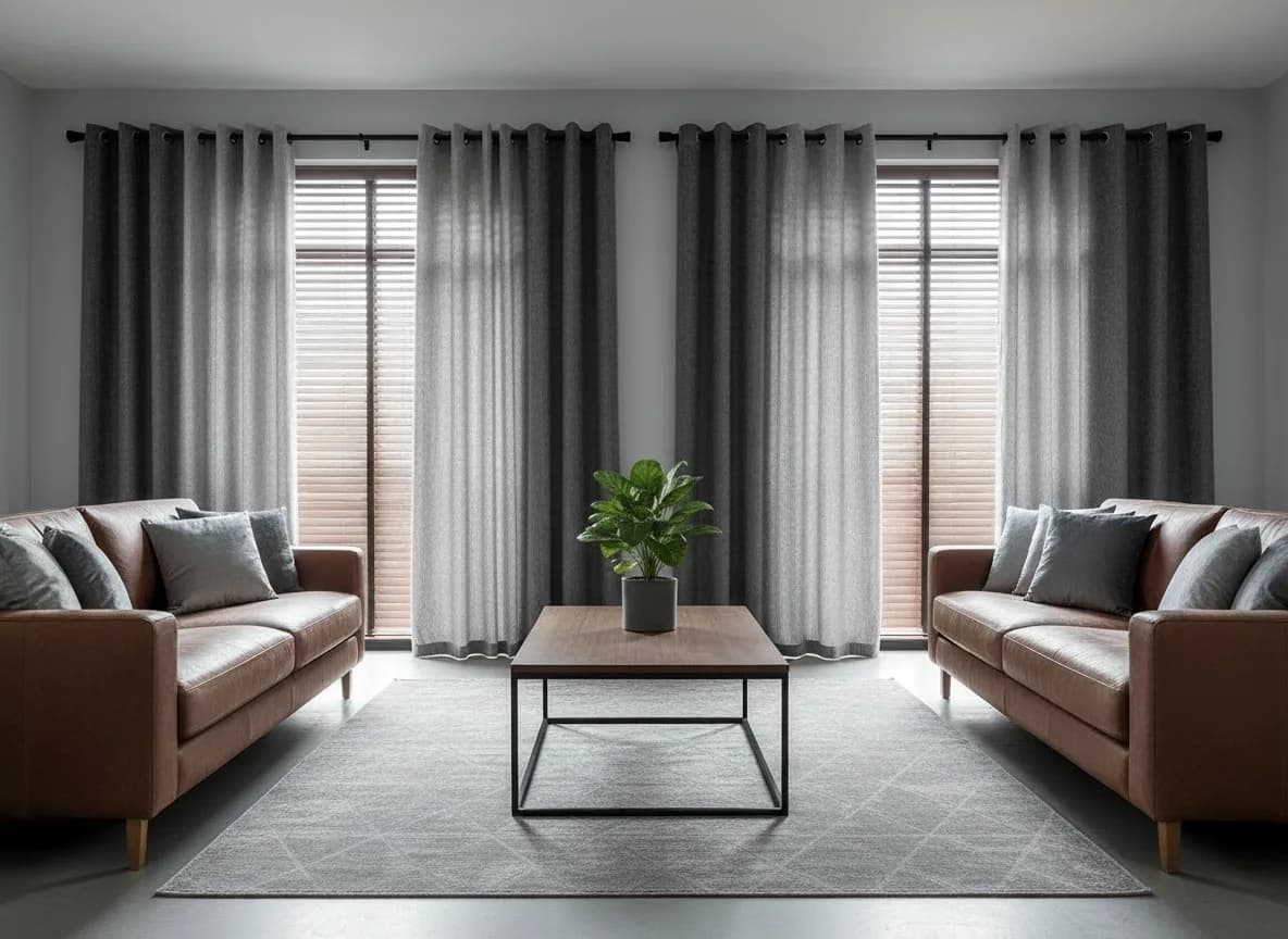 Grey curtains in a living room