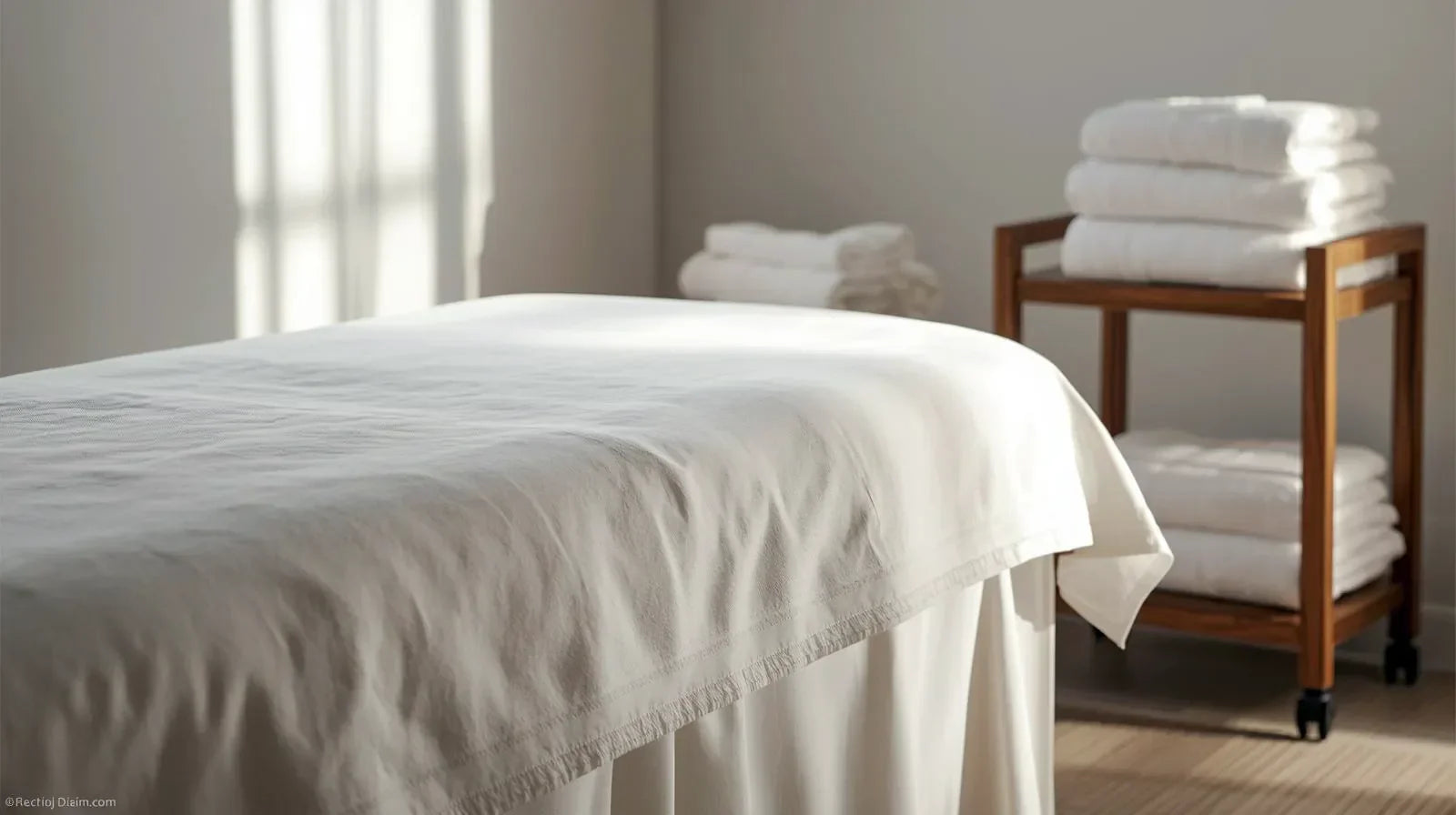 Premium white spa linen and towels for luxury spa treatment rooms | Linen and Co