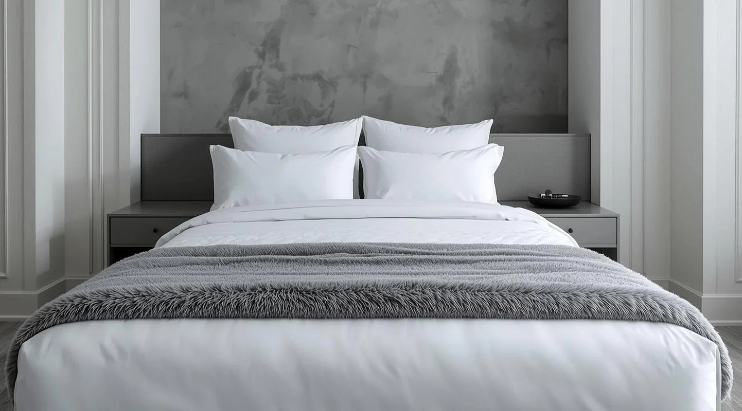 Linen and Co hotel blankets styled for luxury hospitality and residential bedrooms in South Africa with layered premium bedding
